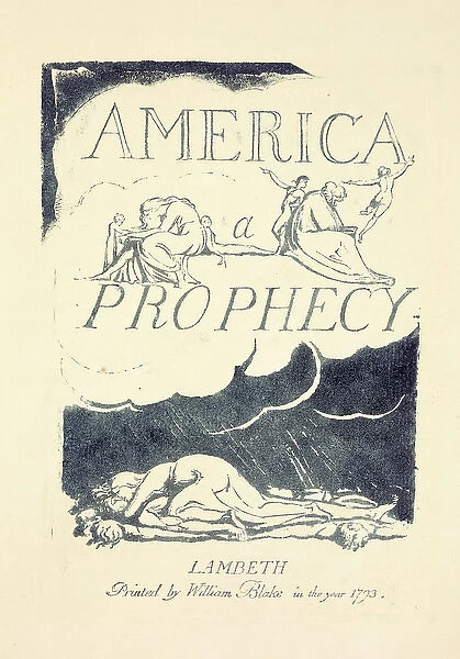 Title page from America, A Prophesy, mid 1790s (relief-etched engraving