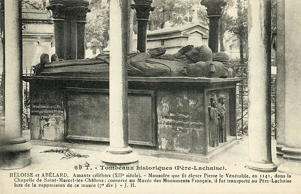 Tomb of Heloise and Peter Abelard, Pere-Lachaise Cemetery, Paris (b  /  w photo)