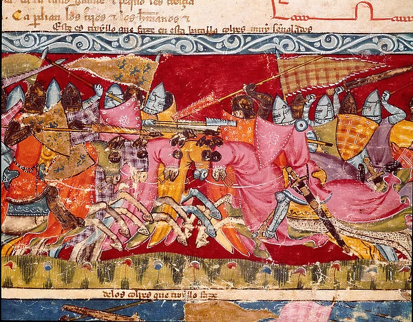 Trojan War: battle between the Greeks and the Trojans. Detail of a miniature from