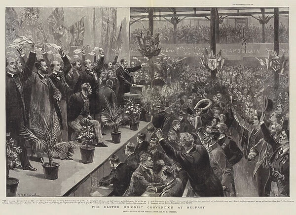 The Ulster Unionist Convention at Belfast (engraving)