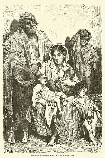 Une familie de mendiants a Jaen (engraving)