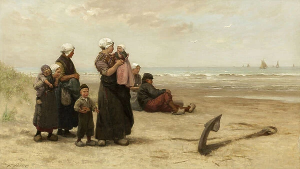 Watching for the Return of the Ships on the Beach at Katwijk (oil on canvas)