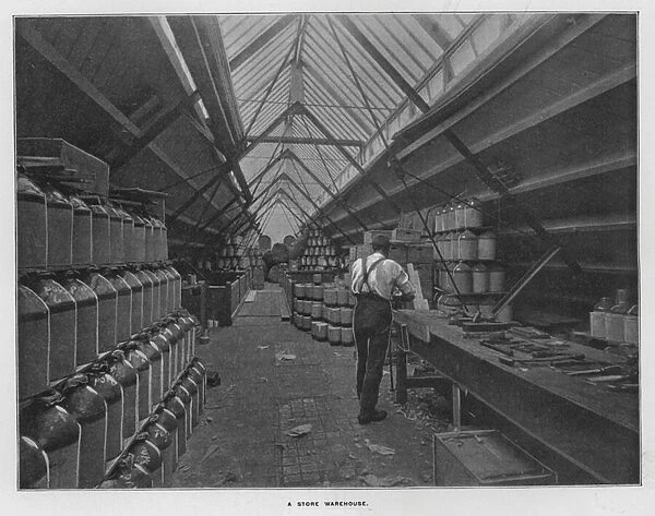 Whiteleys Farms: A store warehouse (b  /  w photo)