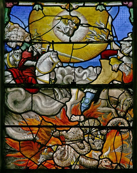 Window w5 depicting a scene from the Book of the Revelation of St John