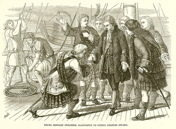 Young Moidart swearing Allegiance to Prince Charles Stuart (engraving)