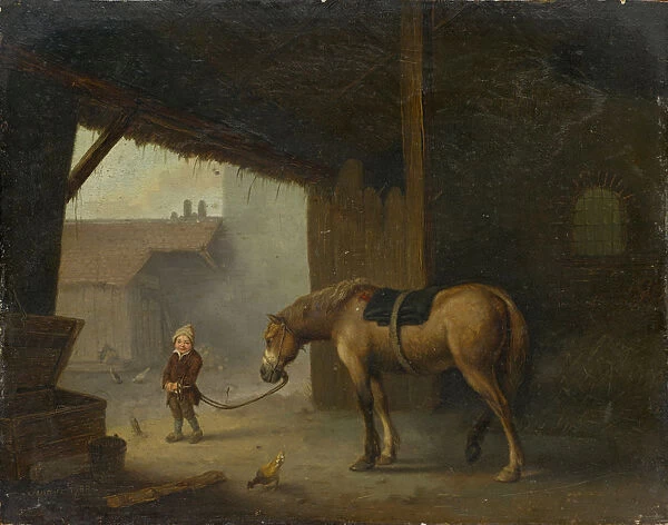 Boy Horse Stable 1788 oil panel 18. 5 x 24. 5 cm