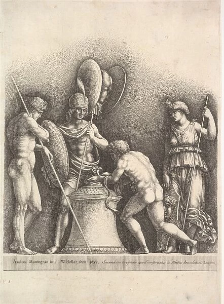 Four classical figures pagan sacrifice 1638 Etching