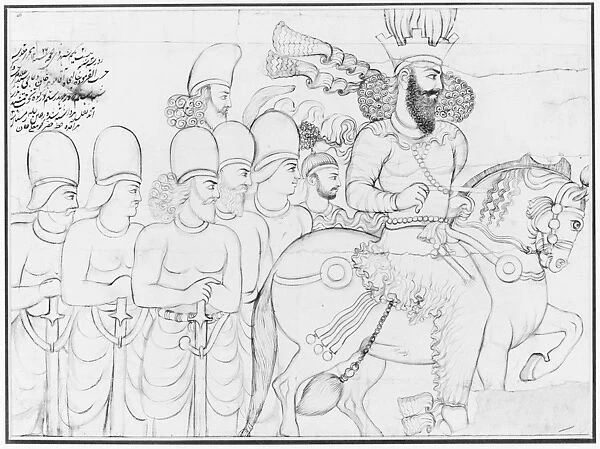 Drawing Sasanian rock relief Shapur I r. D 241-272