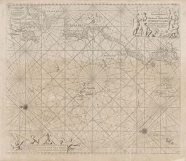 Sea chart of the Atlantic Ocean to the west coast of Europe and parts of Africa