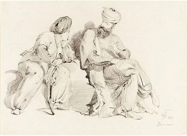 Sir George Hayter, British (1792-1871), Two Seated Arabs, 1827, graphite on wove paper