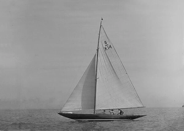 The 6 Metre sailing yacht Margaret (K14) sailing close-hauled, 1921. Creator