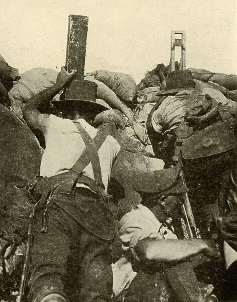With the Anzacs in Gallipoli: inside an Australian trench, First World War, 1915-1916, (c1920)