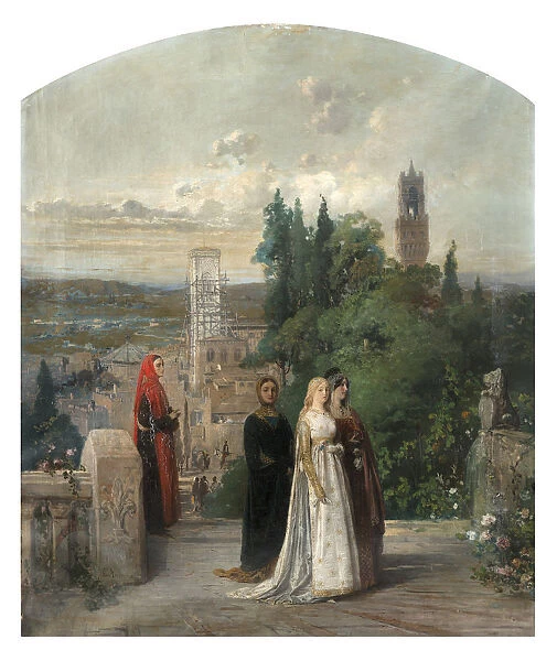 Dante and Beatrice. Creator: Induno, Gerolamo (1825-1890)