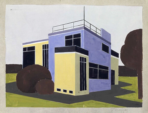 Design for a Detached House, 1923. Creator: Molnar, Farkas (1897-1945)