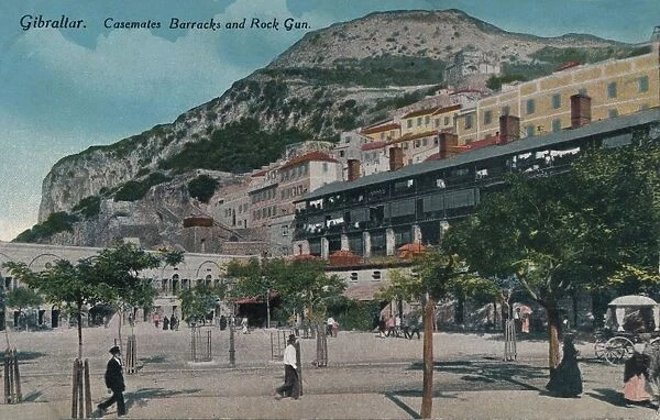Gibraltar - Casemates Barracks and Rock Gun, c1900