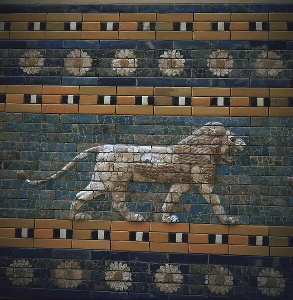 Glazed brick relief of a lion on the Ishtar Gate, 7th century BC