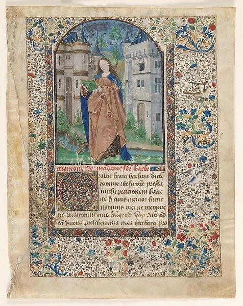 Leaf from a Book of Hours: St. Barbara (2 of 2 Excised Leaves), c