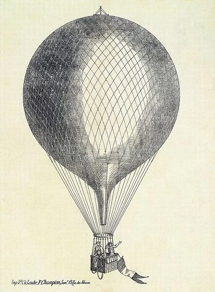 Three men in a Hot Air Balloon, 1800s