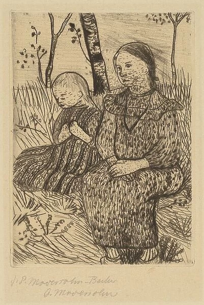 Two Peasant Girls, c. 1900. Creator: Paula Modersohn-Becker