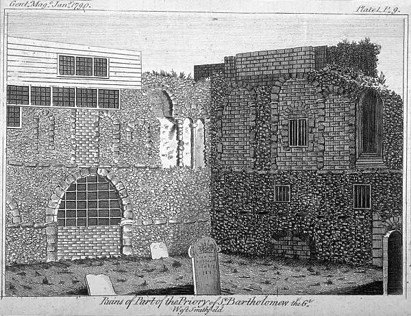Part of the ruins of St Bartholomews Priory, Smithfield, City of London, 1790. Artist