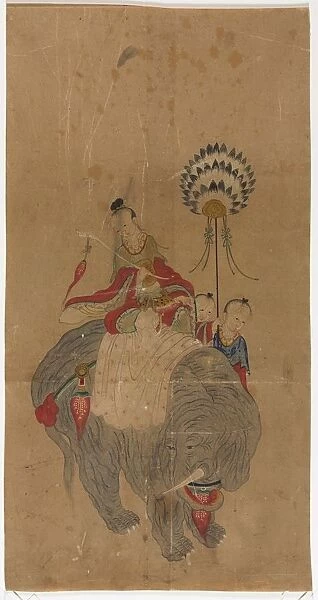 Samantabhadra on an Elephant with Two Attendants, 1392-1910. Creator: Unknown