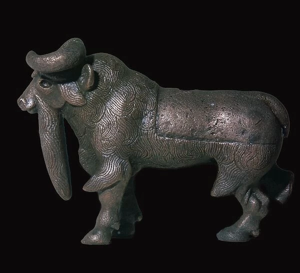 Solid copper Sumerian bison