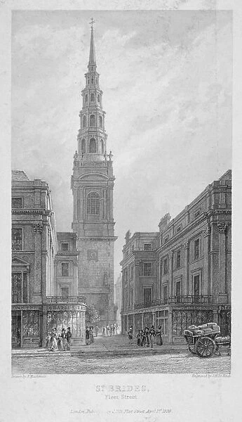 St Brides Church, Fleet Street, City of London, 1839. Artist: John Le Keux