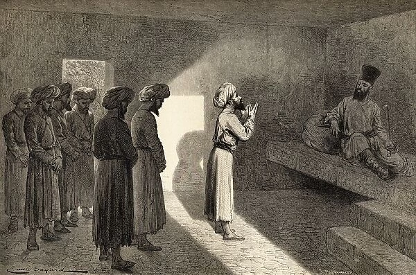 Arminio Vambery Received In Audience By The Khan Of Khiva, Uzbekistan, Central Asia, During His Travels There In 1863. Armin Vambery, Arminius Vambery Born Hermann Bamberger, Or Bamberger Armin, 1832 To 1913. Hungarian Orientalist And Traveler. From El Mundo En La Mano Published 1878