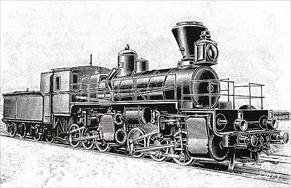 Illustration depicting a locomotive being used on the Trans-Siberian railway