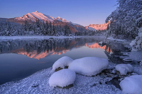 Mendenhall River in winter, Alaska, USA
