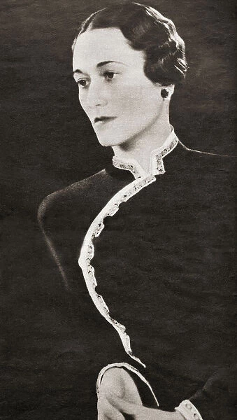 Wallis Simpson, later the Duchess of Windsor, born Bessie Wallis Warfield, 1896 - 1986. American socialite for whom King Edward VIII abdicated in 1936. From The Weekly Illustrated, published 1936