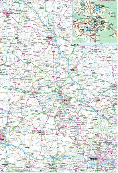Oxfordshire County Road Map