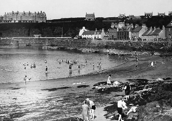 General view of Portpatrick beach in Dumfries and Galloway, South West Scotland