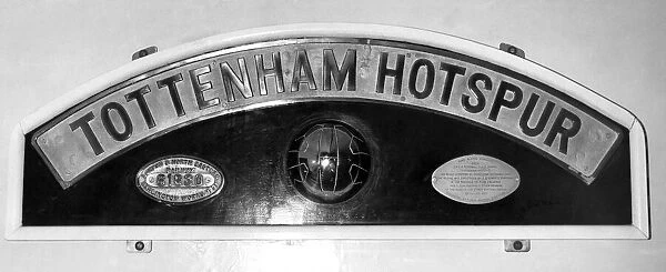 A Locomotive nameplate, Tottenham Hotspur which once travelled many miles on the 17m LNER