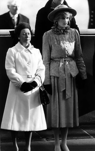 Princess Diana and Princess Margaret await the arrival of Queen Beatrix