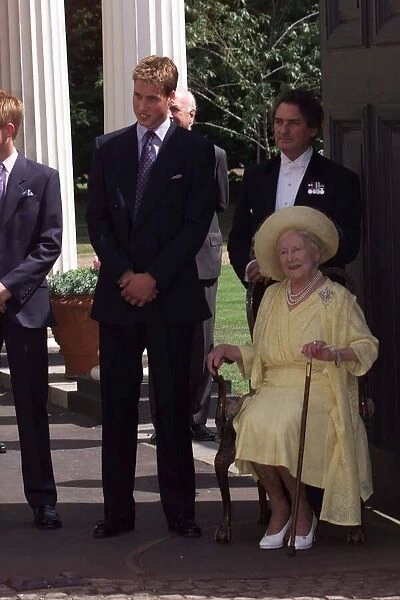 Queen Mother 99th Birthday August 1999 Prince William bends down to talk