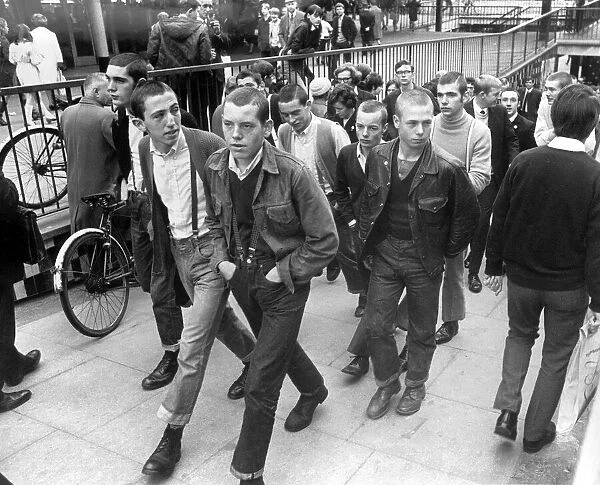 Skinheads in Coventry shopping precinct. 4th October 1969