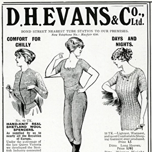 Advert for D. H Evans & Co womens undergarments 1912