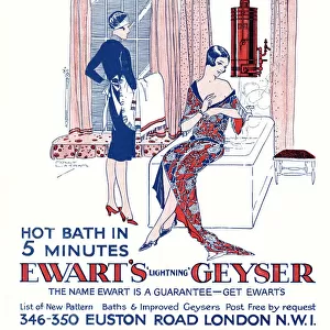 Advert for Ewarts Geyser hot water 1928