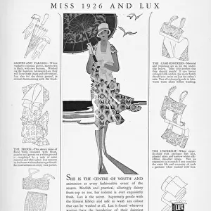 Advert for Lux, soap powder, featuring Miss 1926