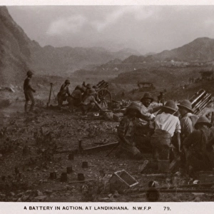 British Mortar Battery in action at Landikhana, NWFP
