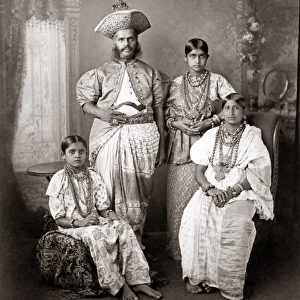 Chief from Kandy with family, Ceylon (Sri Lanka) circa 1890