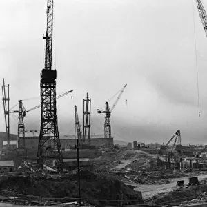 The construction of the Trawsfynydd Nuclear Power Station, Snowdonia, North Wales