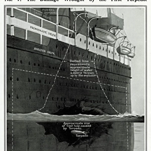 The Damage on the Lusitania by the first torpedo