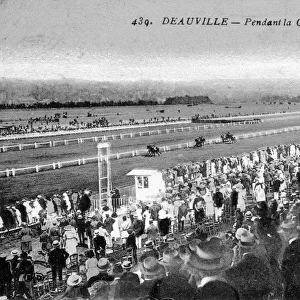 Deauville racecourse with race in progress, France