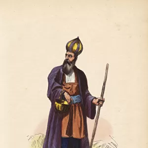 Dervish man from Persia (Iran) wearing onion-shaped hat