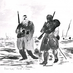 Drawing of two French soldiers, WW1