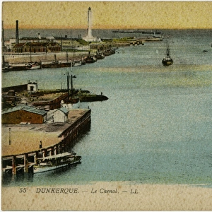Dunkirk, France - the channel, entrance to the port