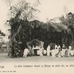Father Lemegour conducts Mass - Belgian Congo, Africa