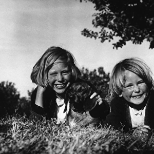 Girls and Dachshund 1960